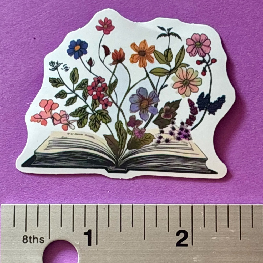 10/$10 Book Floral Aesthetic Vinyl Sticker Waterproof Water Bottle Laptop Crafts